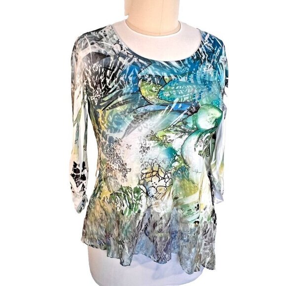 Style & Co. Tops - Style & Co - Women's L Tunic Top Lace Hem Sublimation Floral Animal Print